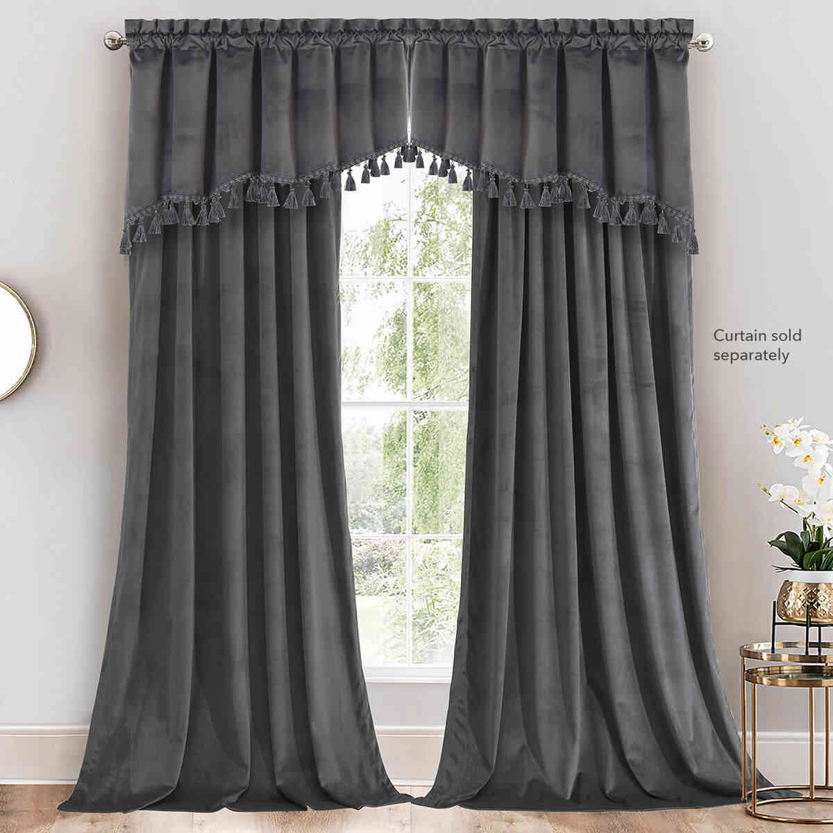Heavyweight Velvet Swag Valance 70”W x 30”L - Elegant Window Drape with Tassels
