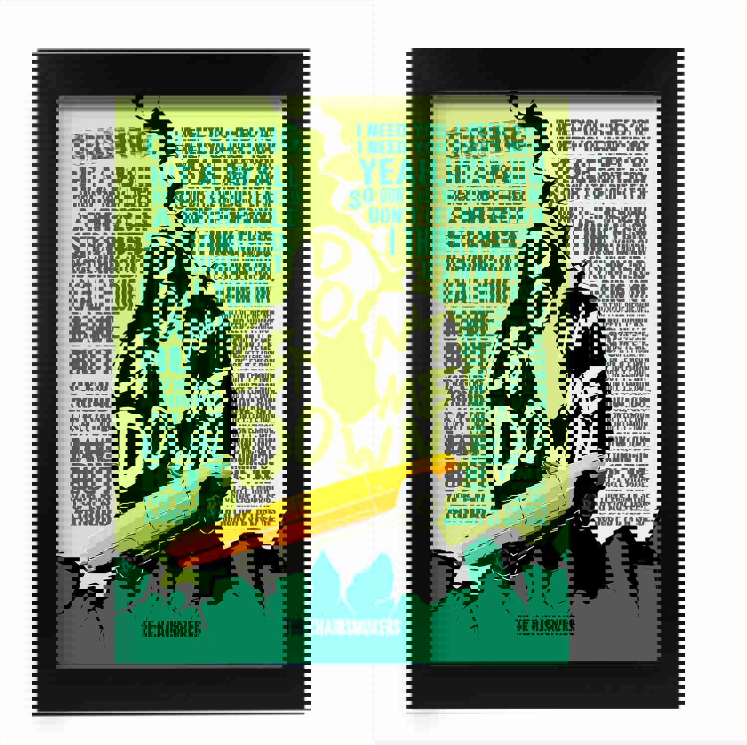 The Chainsmokers - Don't Let Me Down - Song Lyric Wall Print - 11 x 14 Rock Music Word Art with Yellow Convertible Image - Ready to Frame