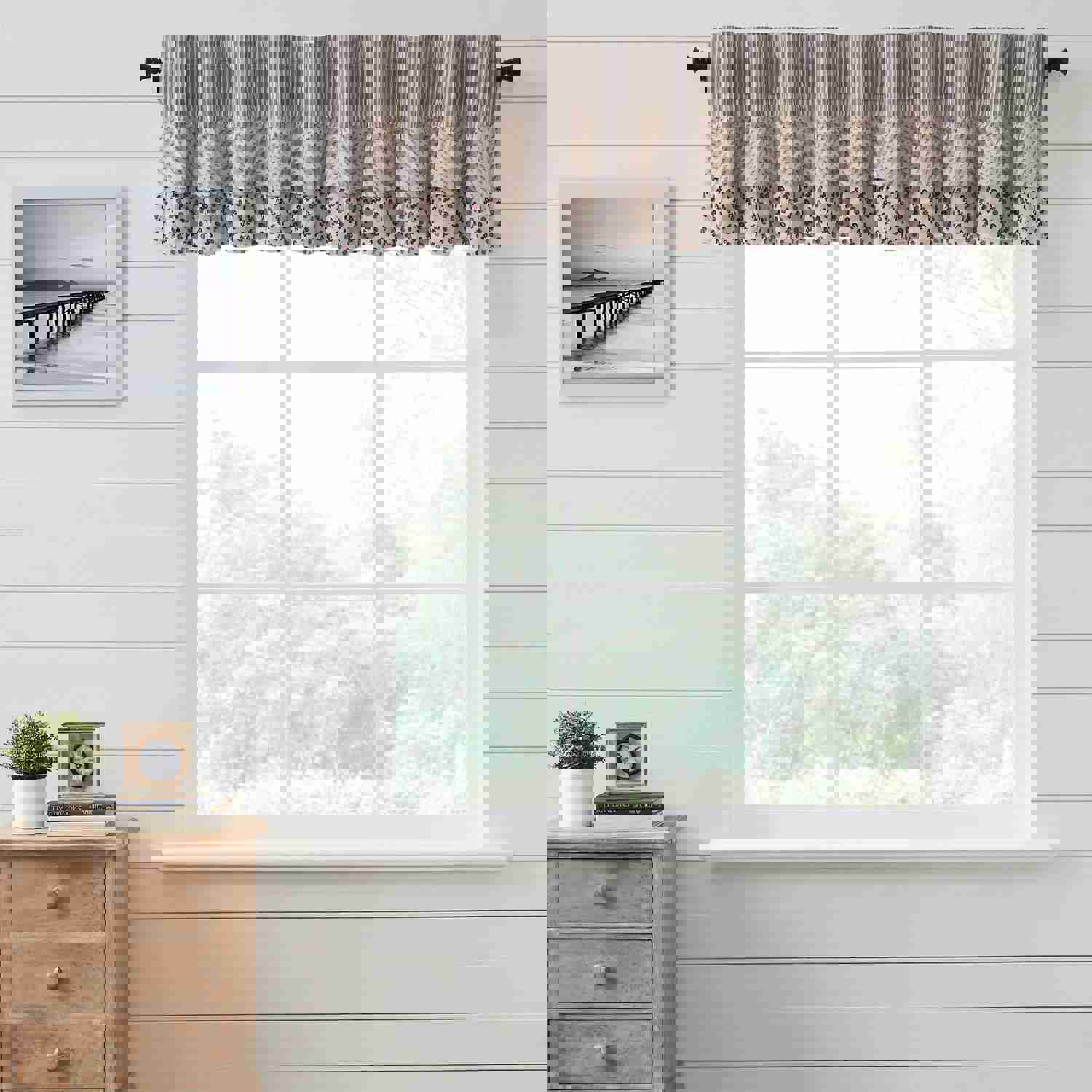 Florette Ruffled Valance 16x90 - Farmhouse Style Window Treatment
