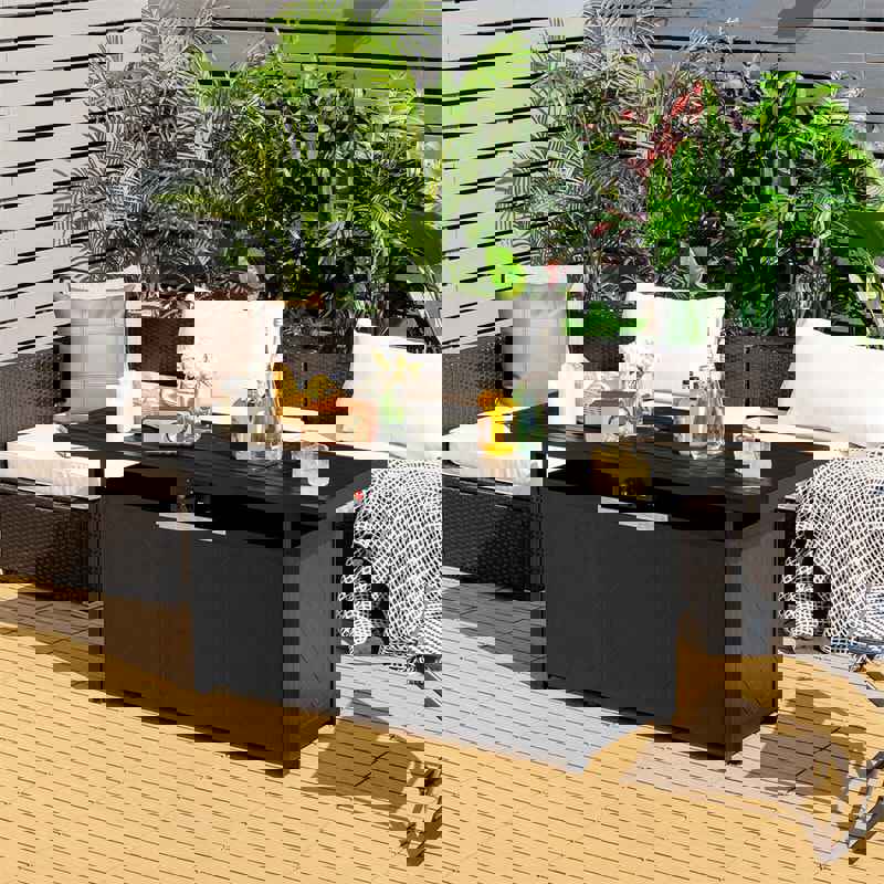 57 Rectangular Propane Fire Pit Table with Auto-Ignition & Lava Rocks