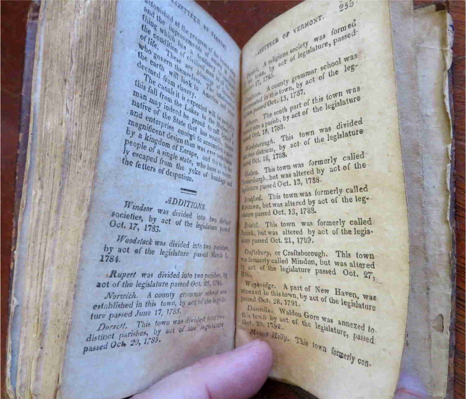 Vermont Gazetteer Geographical & Statistical 1823 Rare Pocket Book