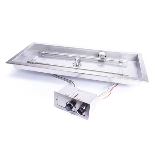42 X 14 Rectangle H-Burner Fully Assembled Commercial Grade Fire Pit Insert with Electronic Ignition & Push Button by HPC