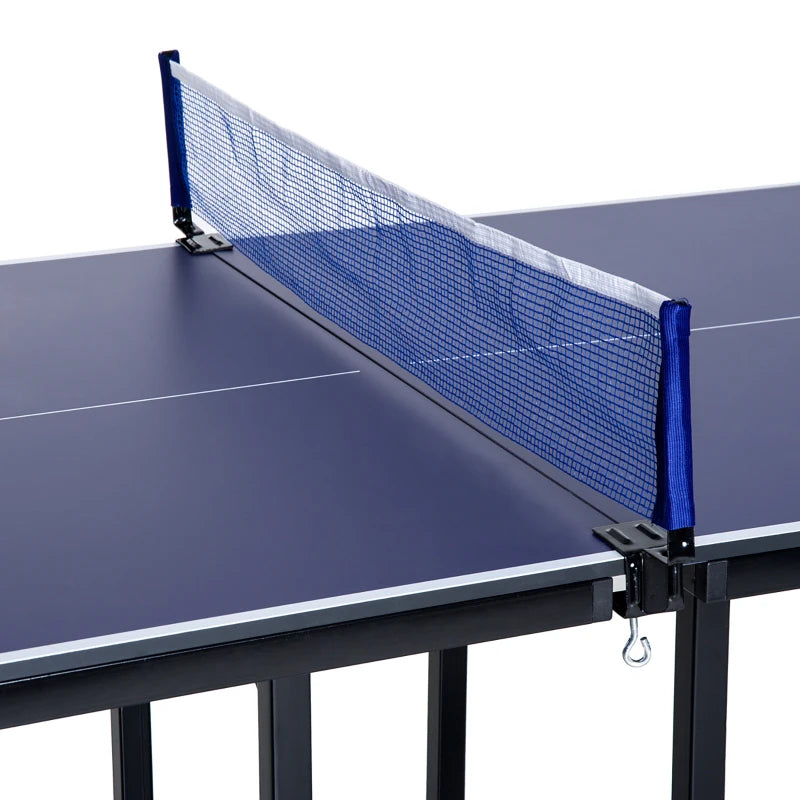Soozier 72 Compact Folding Multi-Use Indoor/Outdoor Table Tennis Table with Net and Post Set, Blue