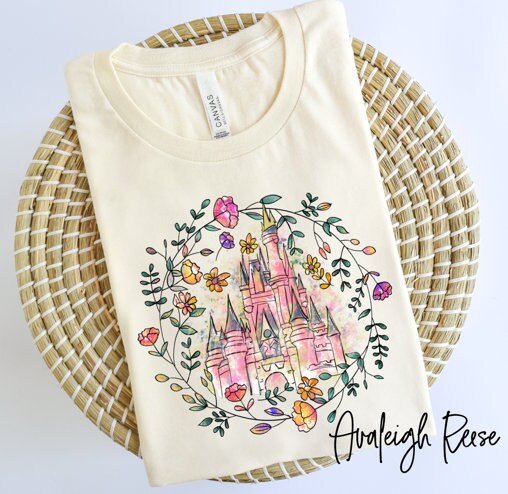 Disney Floral Castle Unisex T-Shirt - Princess Gift & Vacation Tee