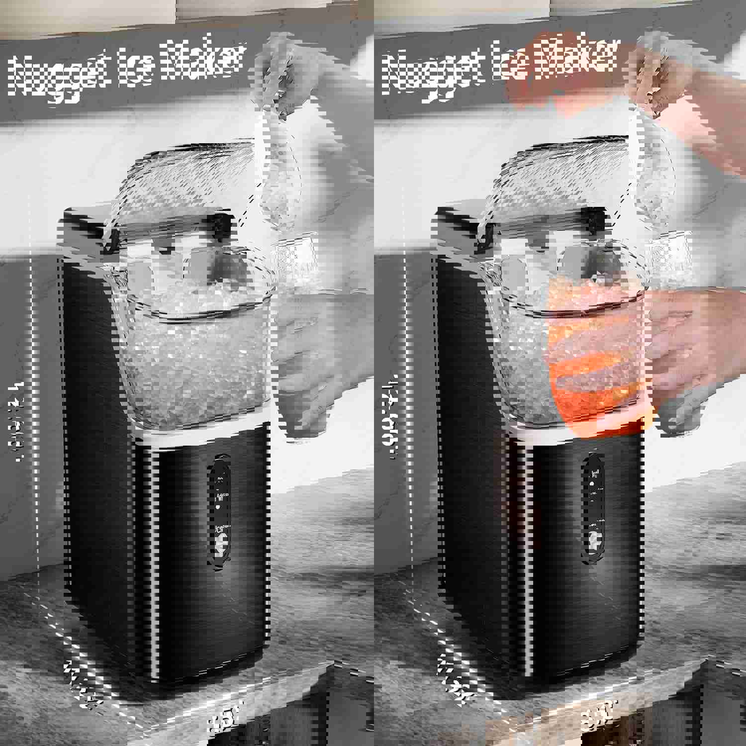 Nugget Countertop Ice Maker with Soft Chewable Pellet Ice, 35Lbs/24H, Self-Cleaning, One Button Operation