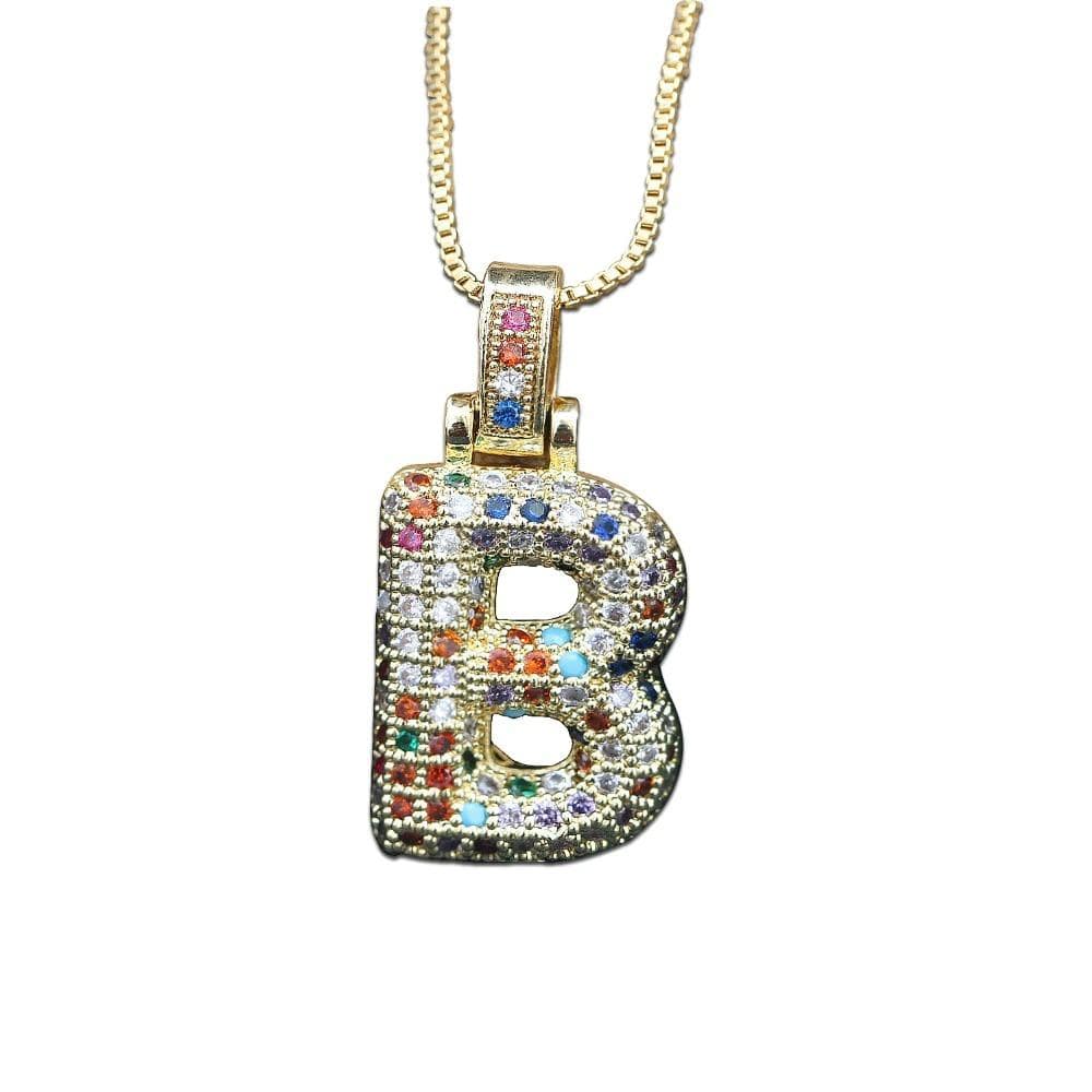 The Bubbly Initial Rainbow Necklace