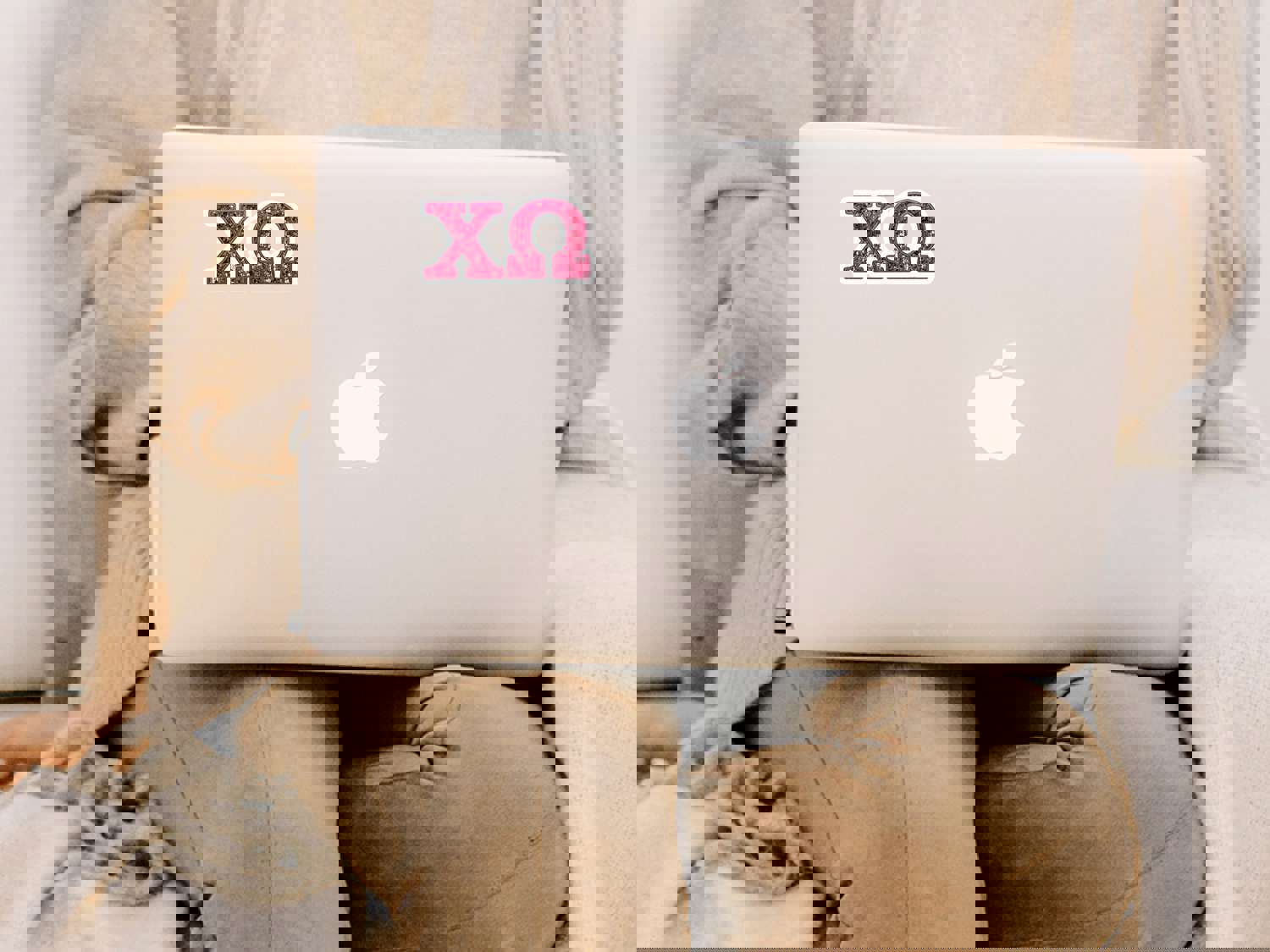 Chi Omega Sticker - Pink Sequin Sorority Vinyl Decal
