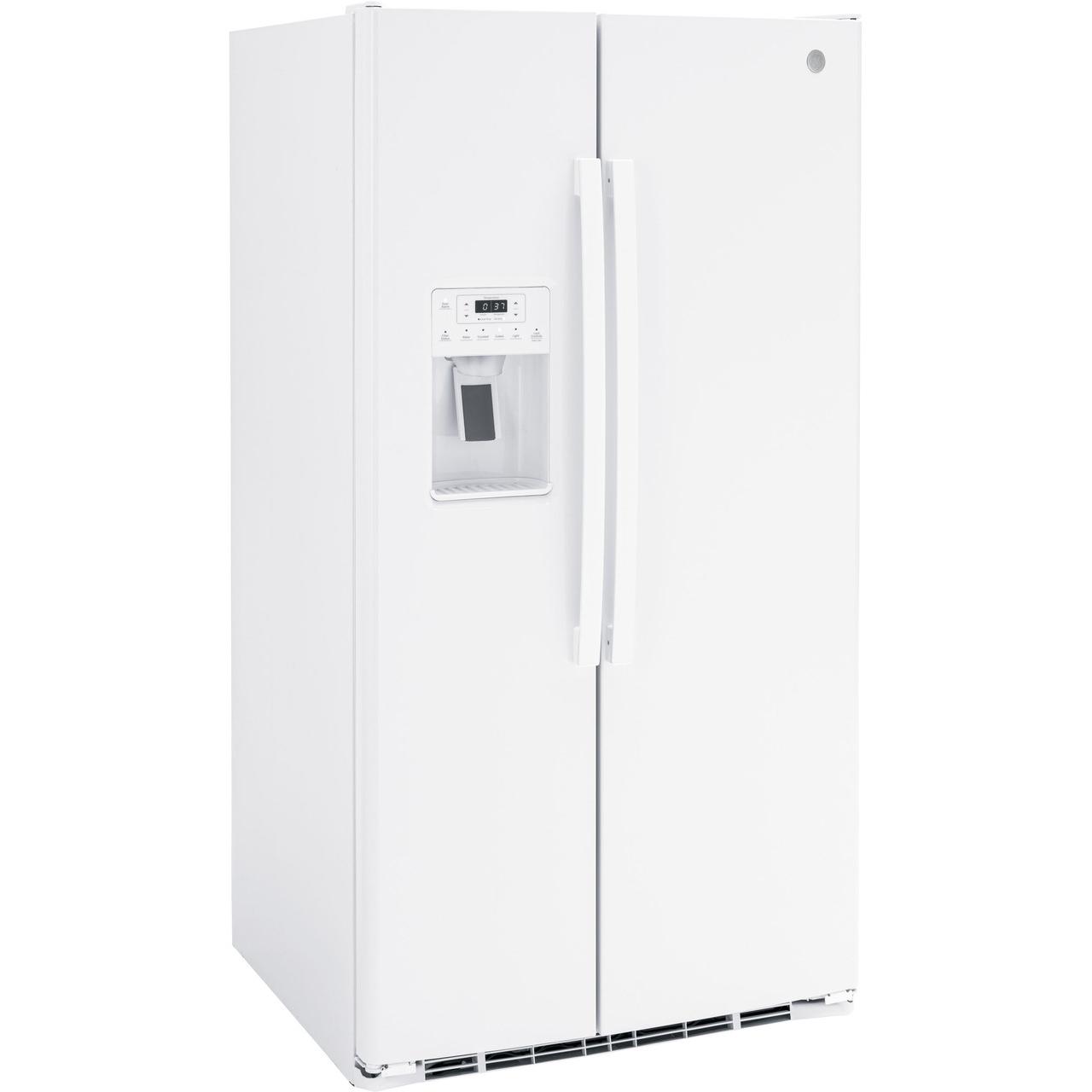 GE 36-inch, 25.3 cu. ft. Side-by-Side Refrigerator with Water and Ice Dispenser GSS25GGPWW