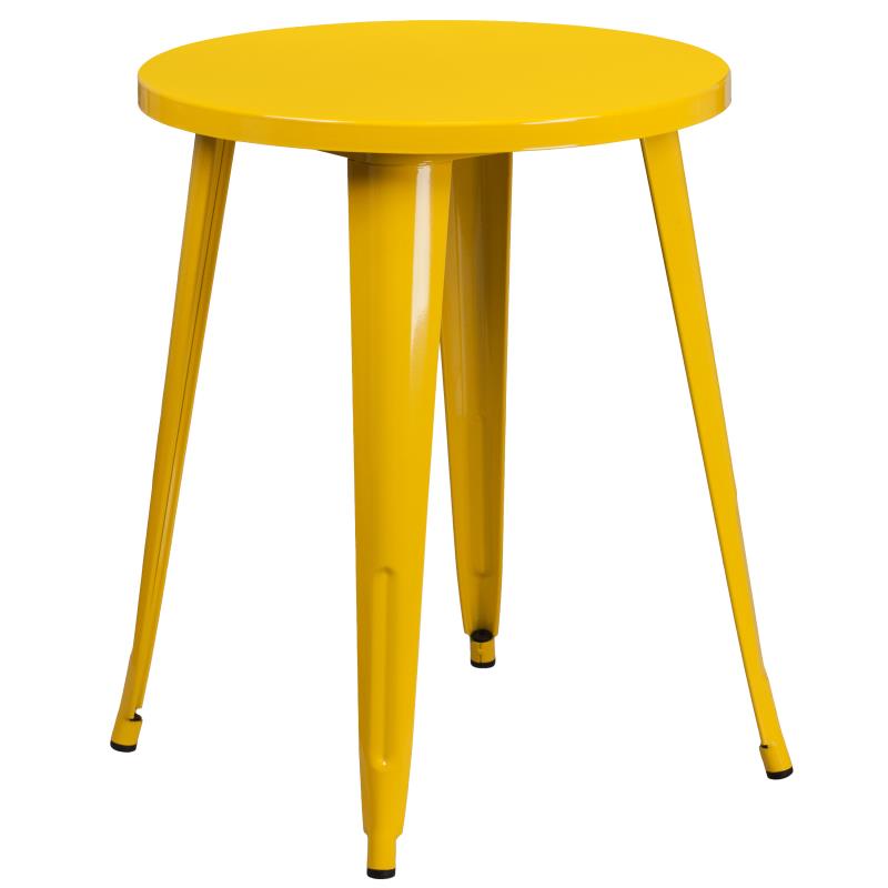CH-51080TH-4-18ARM Flash Furniture Chauncey Commercial Grade 24 Round Yellow Metal Indoor-Outdoor Table Set with 4 Arm Chairs