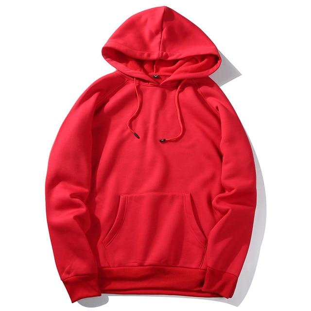 Men's Autumn Harajuku Hoodie - Solid Color Fleece Sweatshirt
