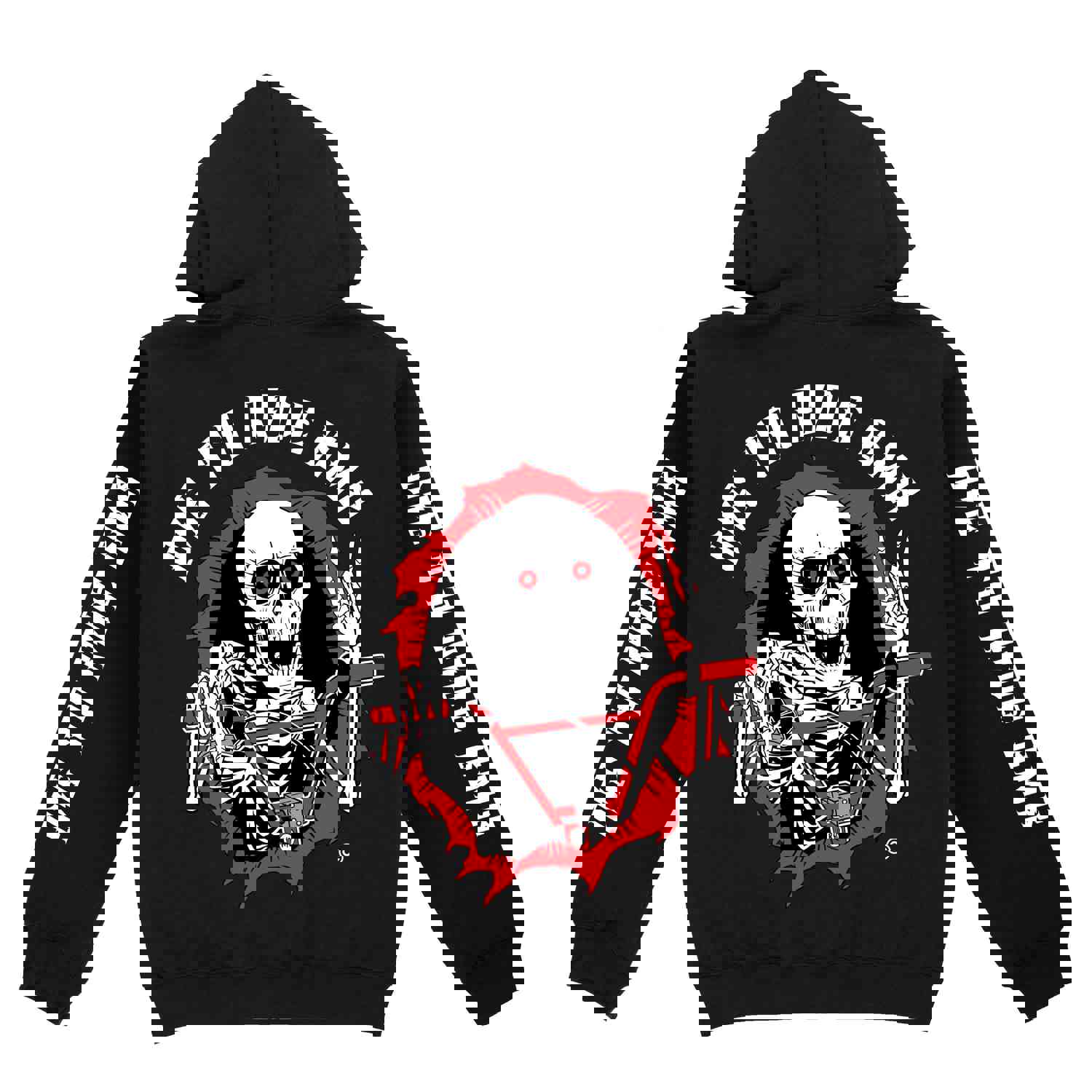 Die to Ride BMX - Big Skull Ripper - Mens Pull Over Hoodie - Black