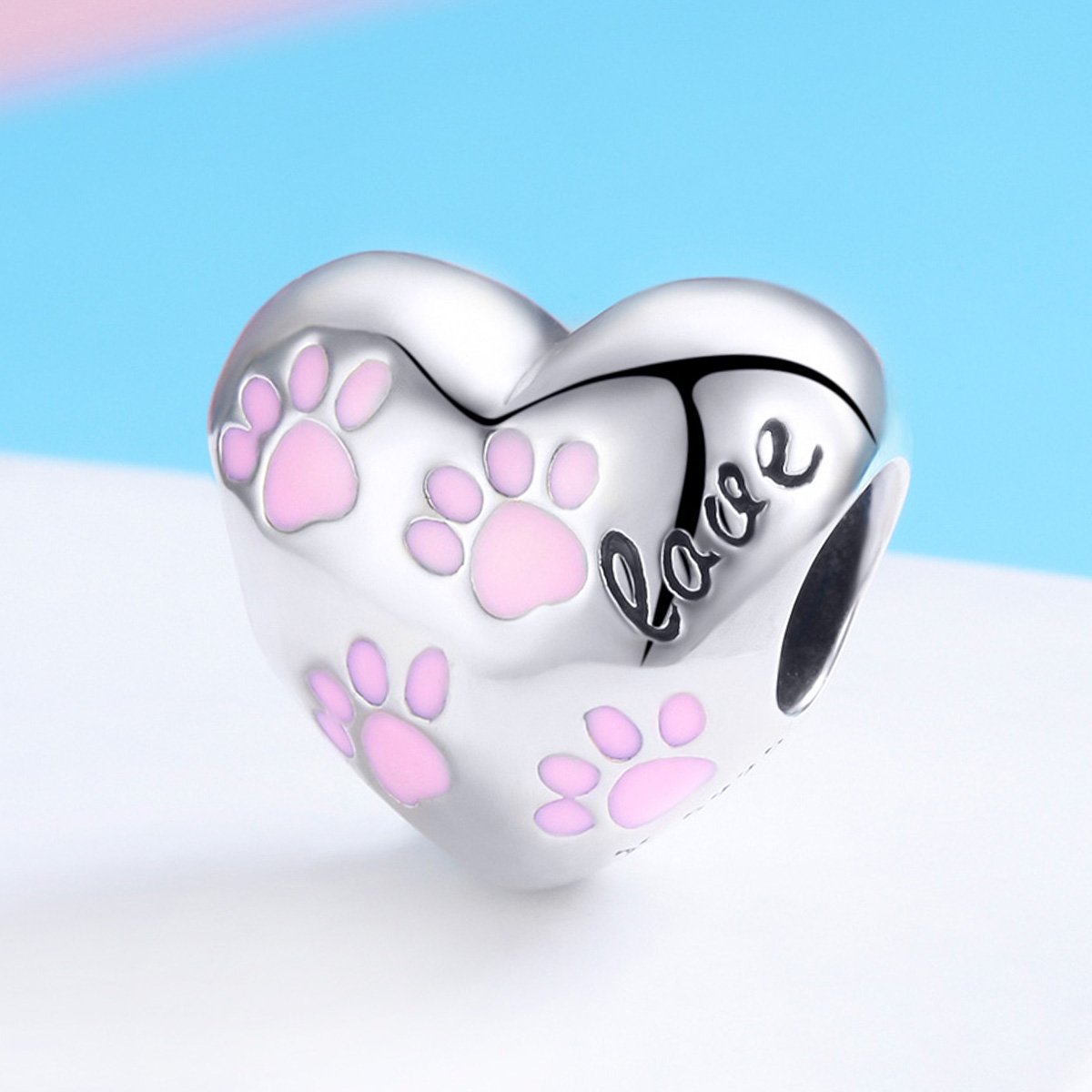 Sterling 925 Silver Paw Love Pendant for Pandora & European Charm Bracelets