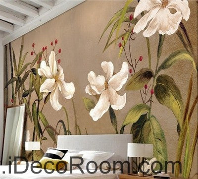 Vintage Bamboo Flower Wallpaper - Natural Wall Decals for Home Decor