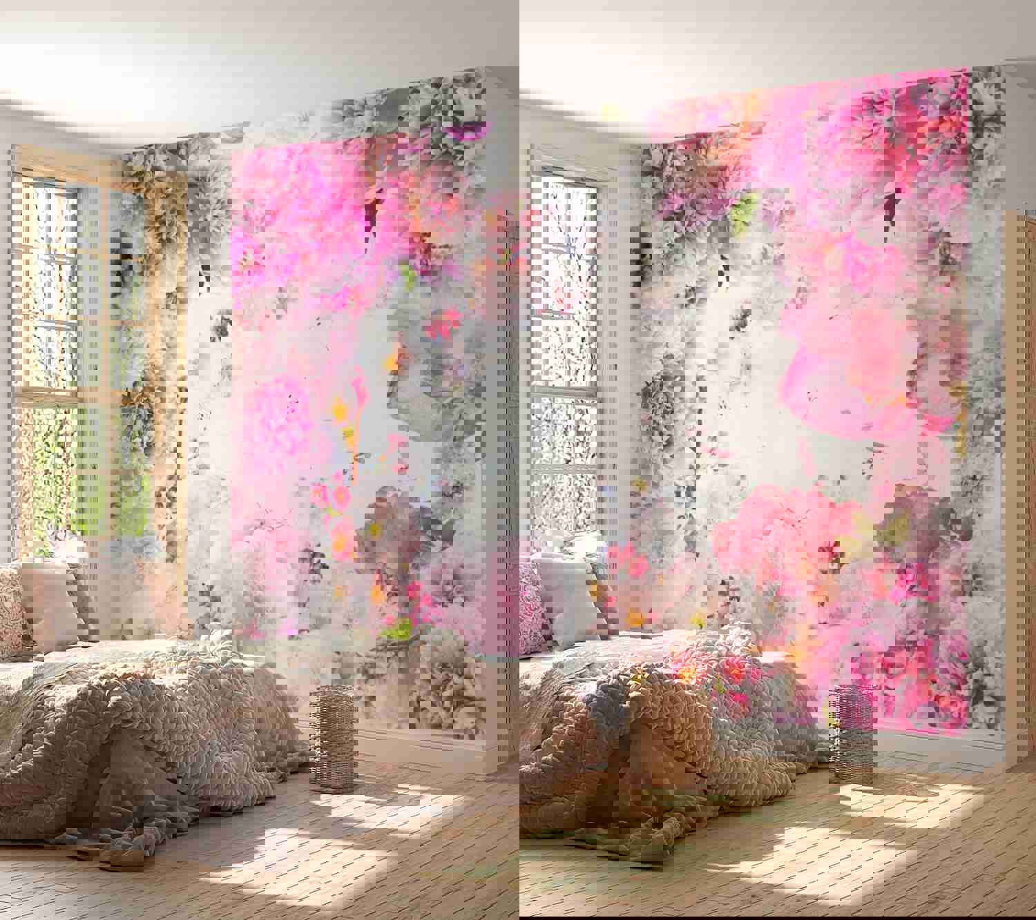 Peel & Stick Floral Wall Mural - Blooming June - Removable Wall Decals