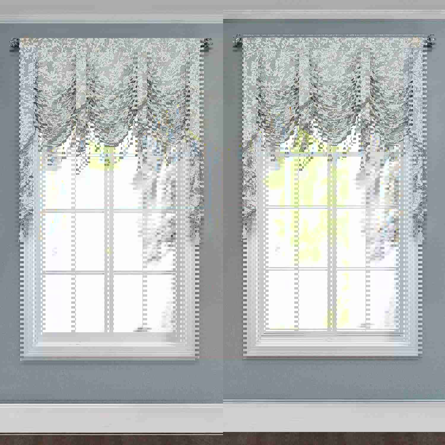 Canterbury Swag Valance - Embroidered Waterfall Window Valance