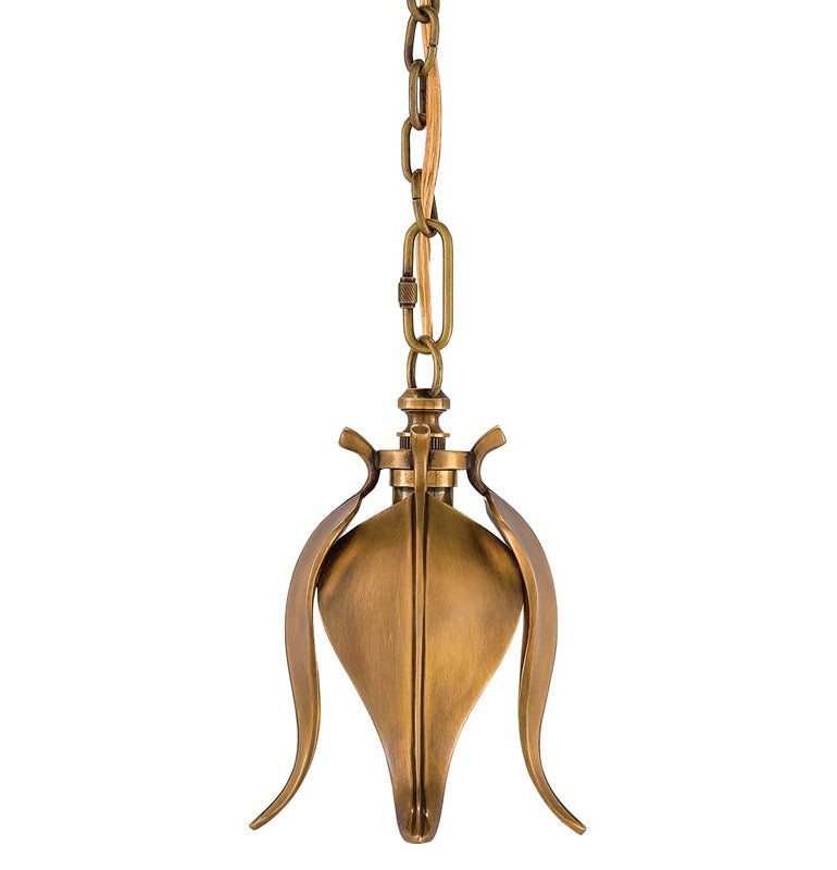 Lota Brass Pendant - Vintage Brass Flower Bud Pendant Light