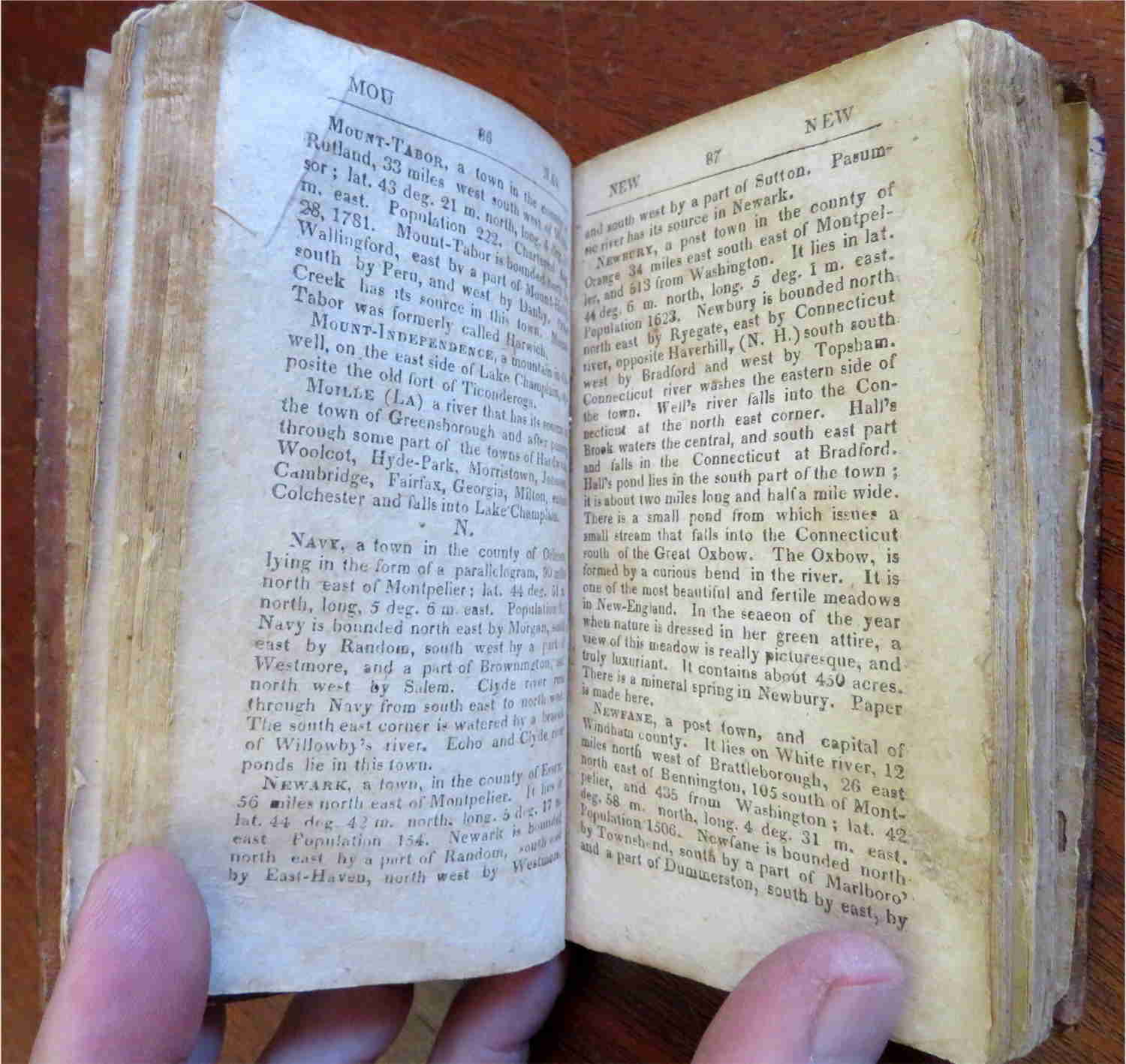Vermont Gazetteer Geographical & Statistical 1823 Rare Pocket Book