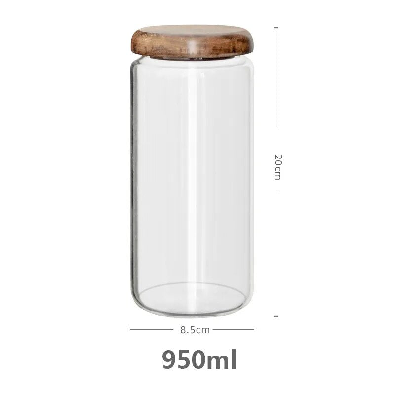 Wilder Collection Acacia Wood & Glass Sealable Food Storage Jars