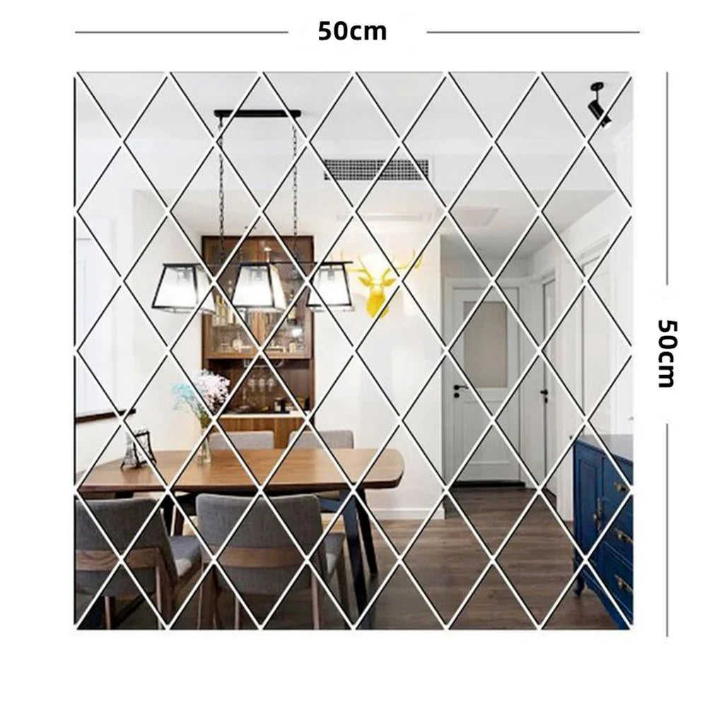 3D Diamond Acrylic Self-Adhesive Mirror Wall Stickers for Modern Home Decor