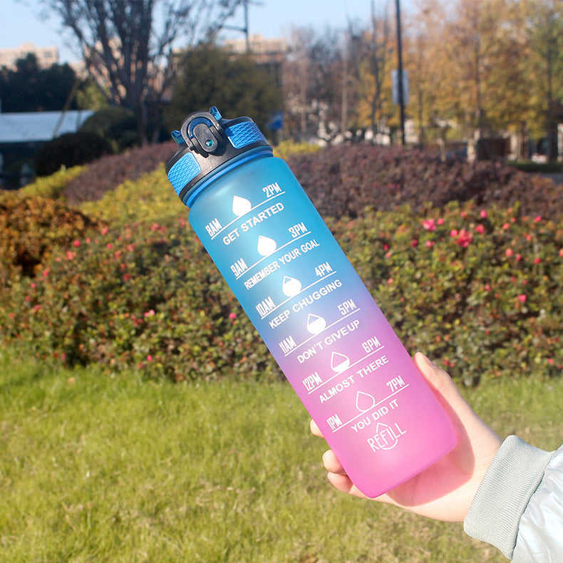 HeyoCombat 32 OZ Motivational Water Bottle with Ice Grid, Leakproof & BPA Free