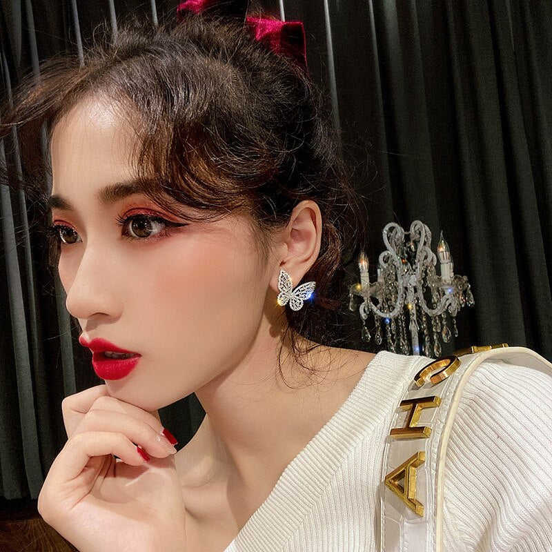 2022 Elegant Shiny Butterfly Prom Party Earrings for Women