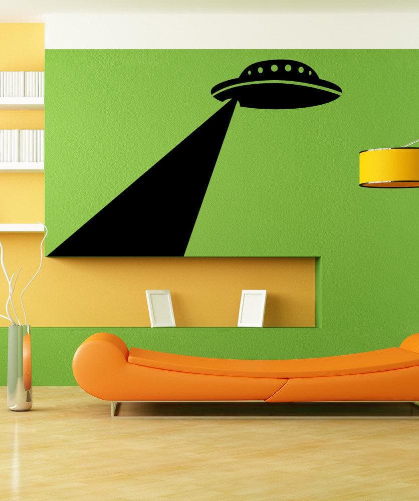 Vinyl Wall Decal Sticker Abducting UFO #OS_MB1133 - Removable & Easy to Apply