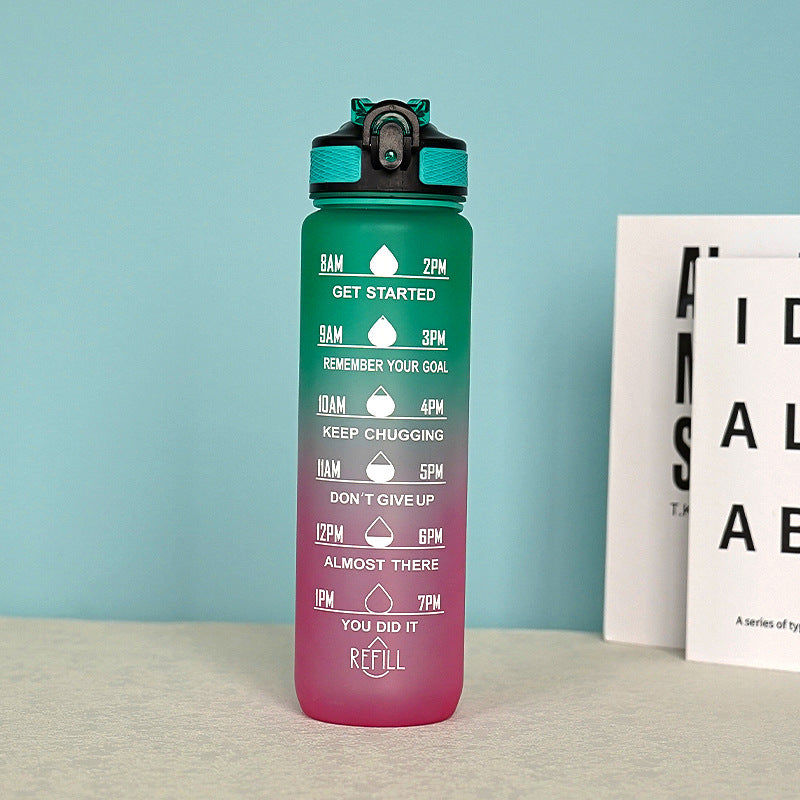 HeyoCombat 32 OZ Motivational Water Bottle with Ice Grid, Leakproof & BPA Free