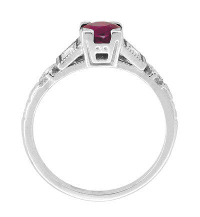 1920s Art Deco Platinum Ruby and Diamond Engagement Ring