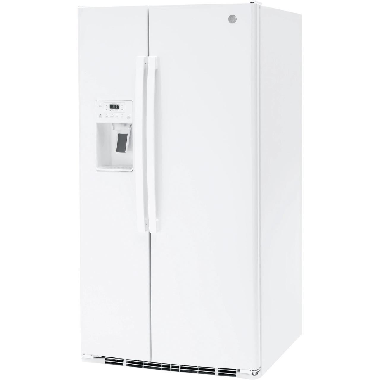 GE 36-inch, 25.3 cu. ft. Side-by-Side Refrigerator with Water and Ice Dispenser GSS25GGPWW