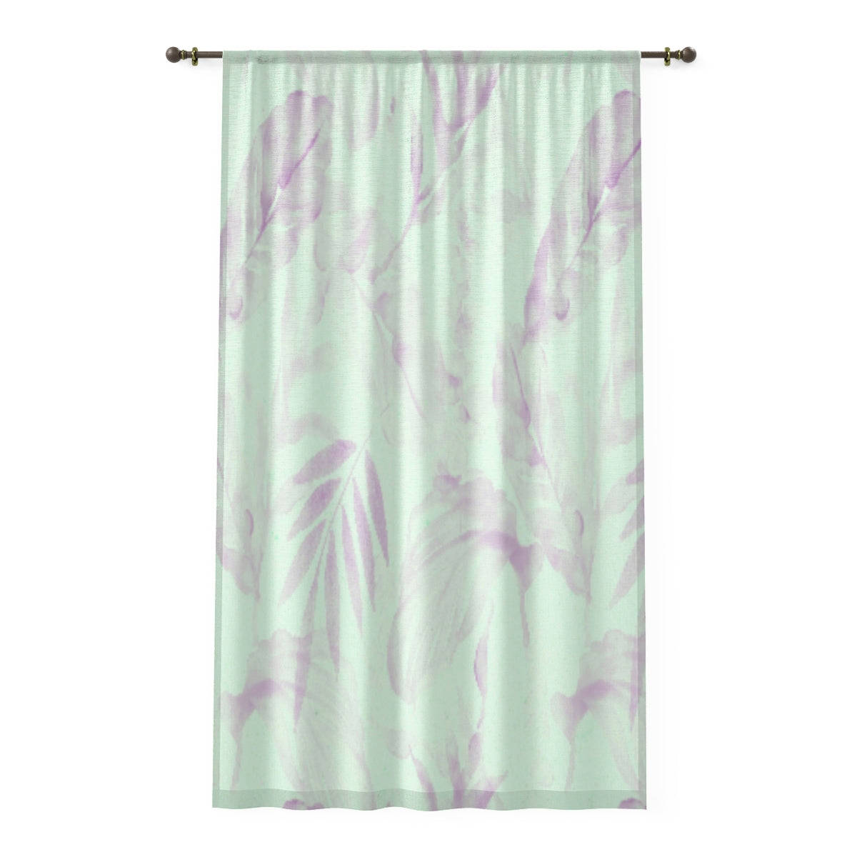 BLUE WATERCOLOR LEAVES - SHEER Window Curtain