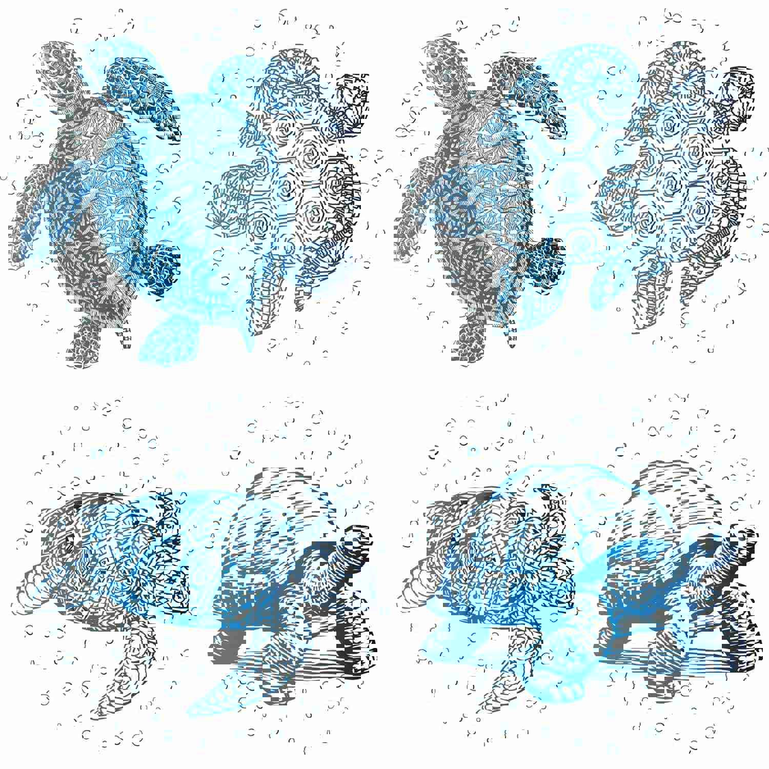 Craspire PVC Wall Sticker Set, Tortoise Pattern, 4 Styles for Window or Stairway Decoration