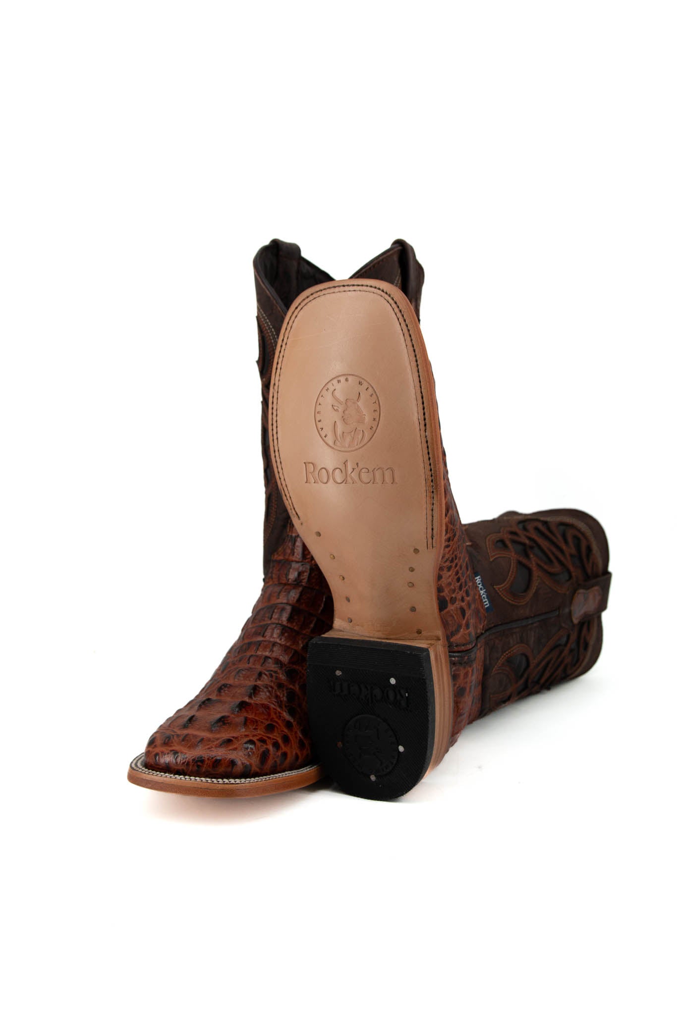 Imit. Fuscus De Cocodrilo Cowboy Boot - Genuine Leather Square Toe