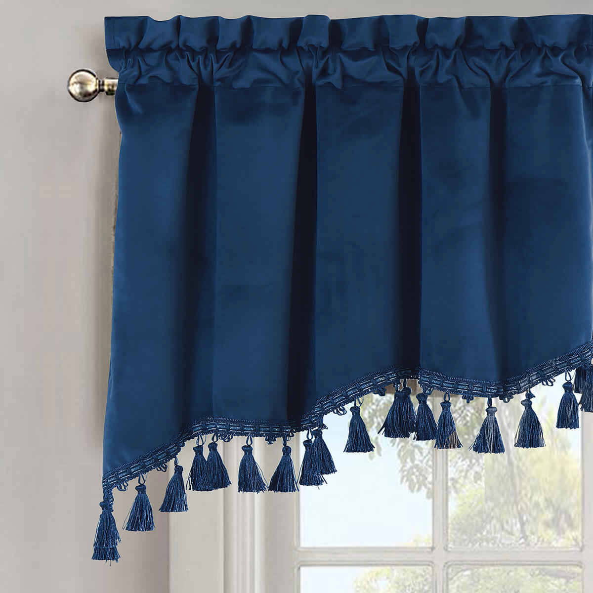 Heavyweight Velvet Swag Valance 70”W x 30”L - Elegant Window Drape with Tassels