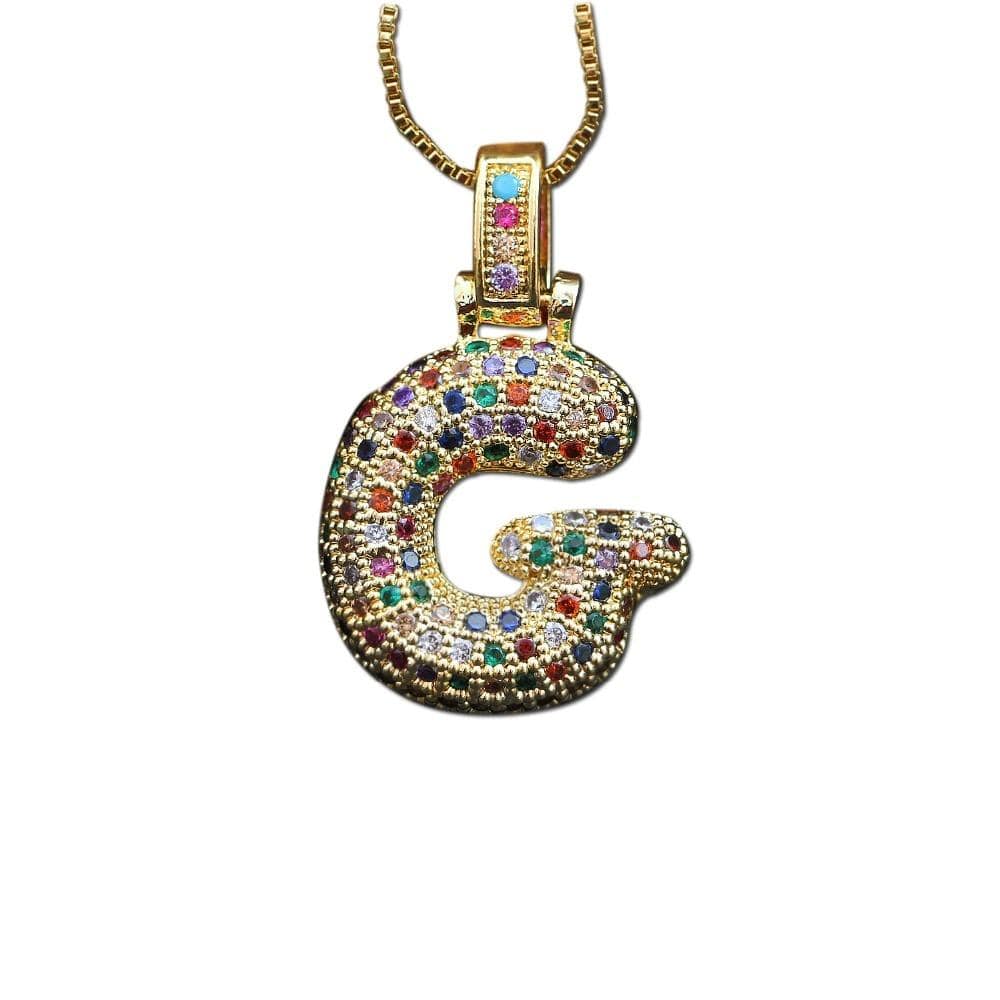 The Bubbly Initial Rainbow Necklace