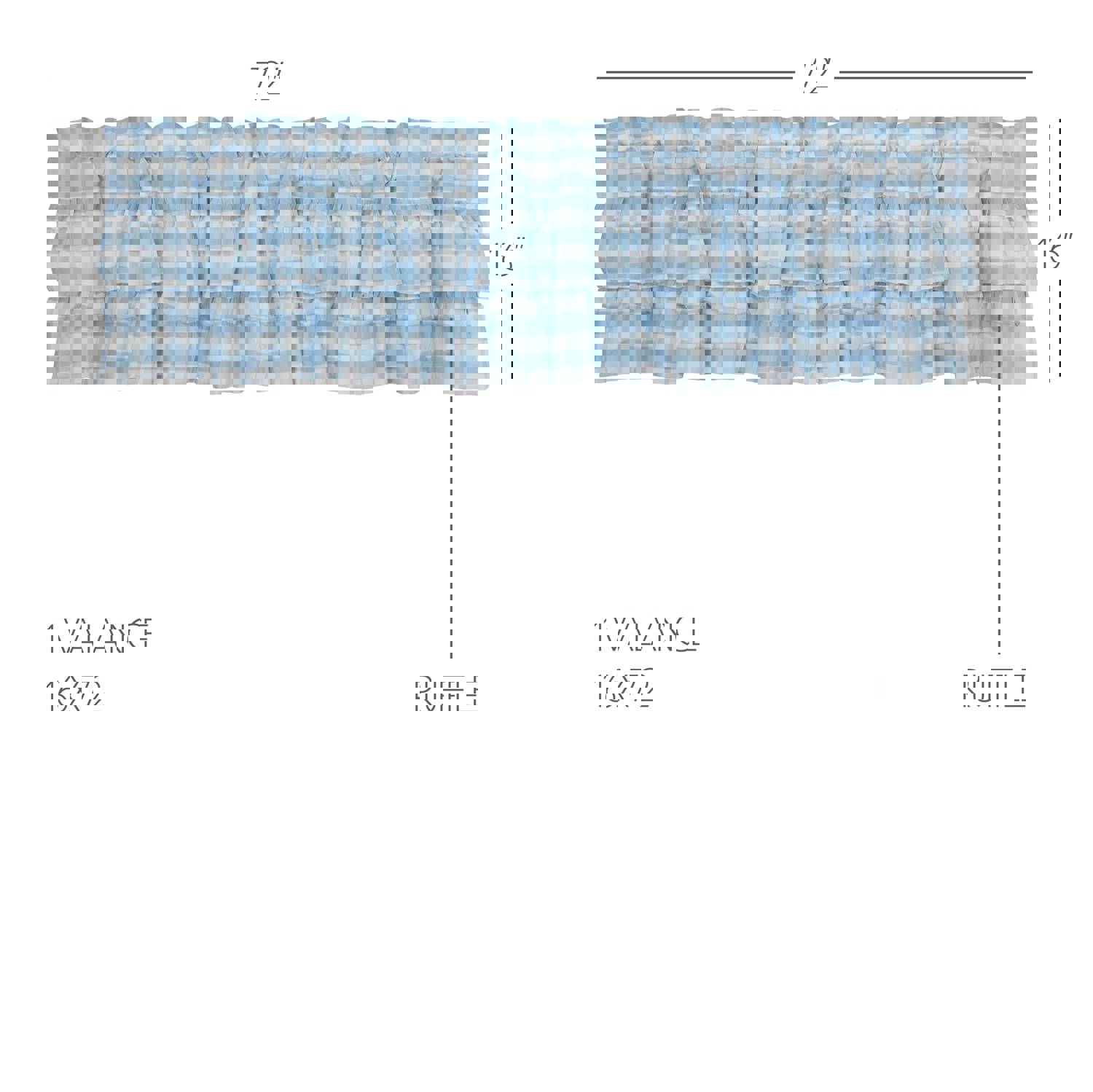 Annie Buffalo Blue Check Ruffled Valance 16x72 - Farmhouse Style Window Curtain