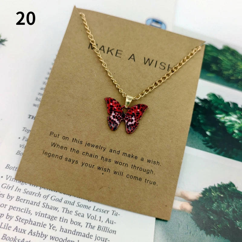 Fashion Butterfly Pendant Necklace for Women - Sweet Multicolor Insect Clavicle Chain