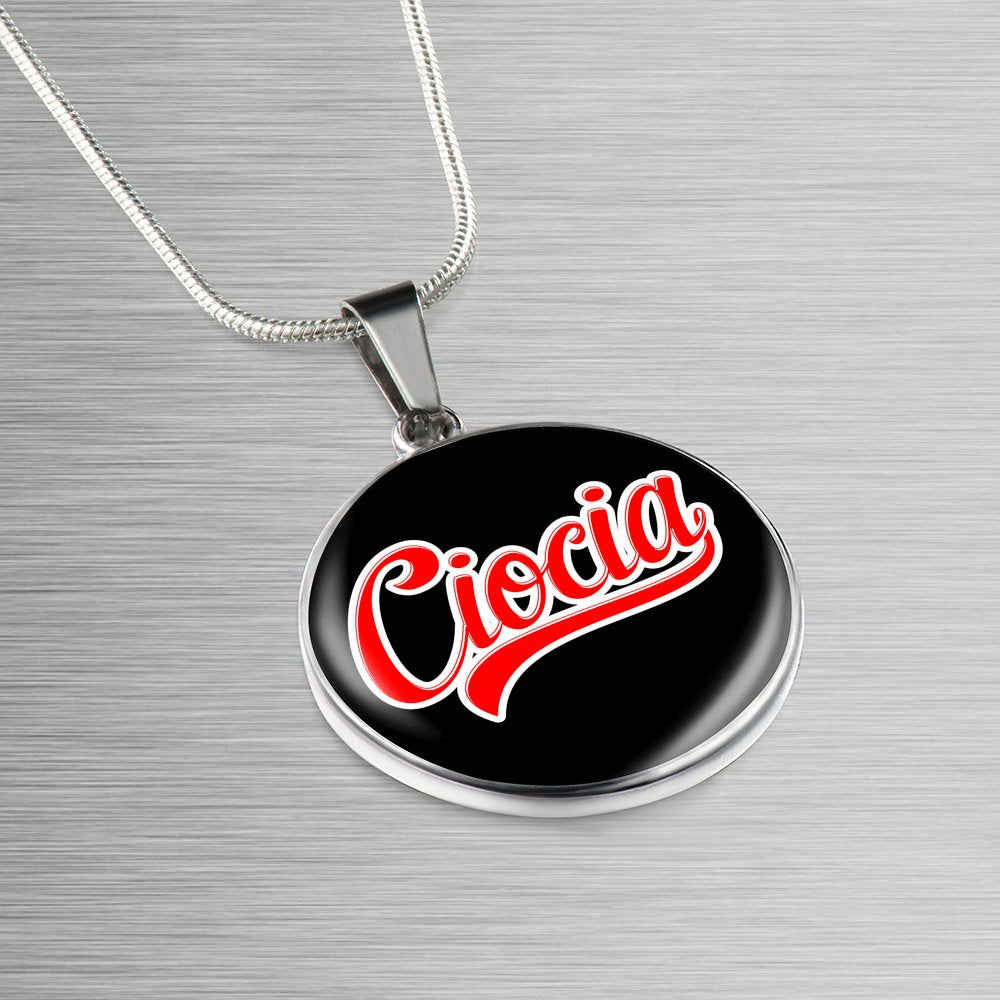 Ciocia Black Circle Pendant Necklace - Adjustable & Engravable