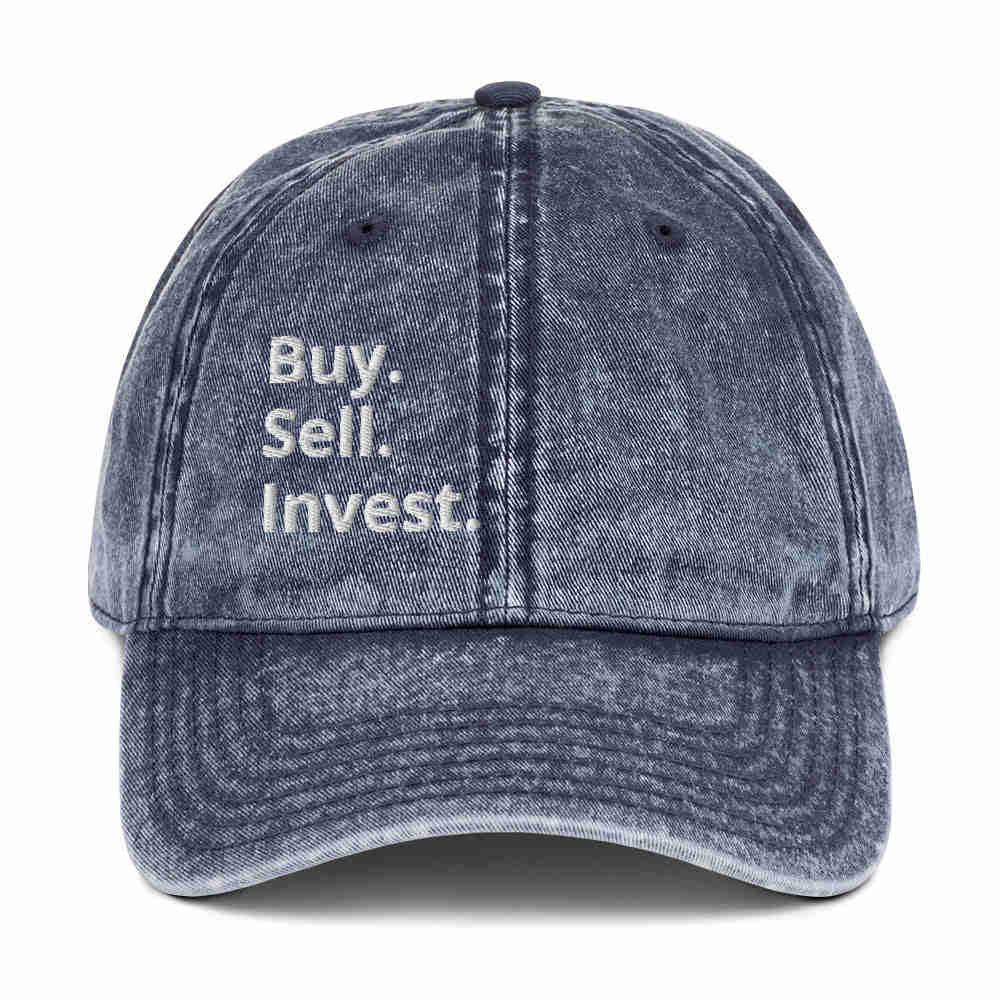 Vintage Cotton Twill Cap with Buy. Sell. Invest. Embroidery