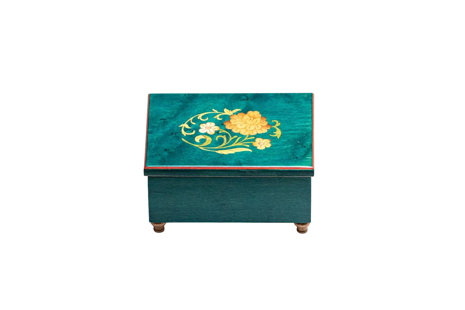 Sorrento Music Box Green Floral Matte Finish Handmade in Italy