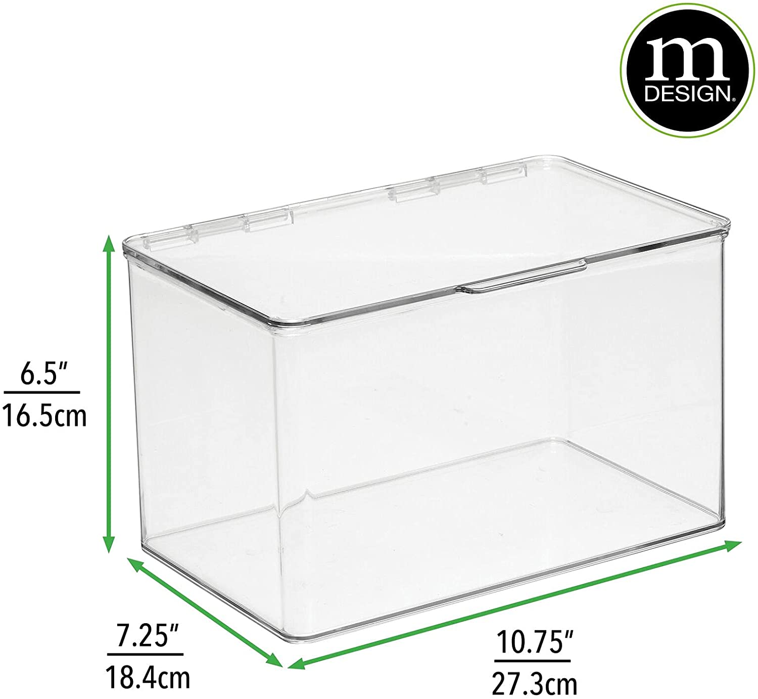 mDesign Plastic Stackable Food Storage Container with Hinged Lid - Clear Organizer for Kitchen, Pantry, Fridge/Freezer