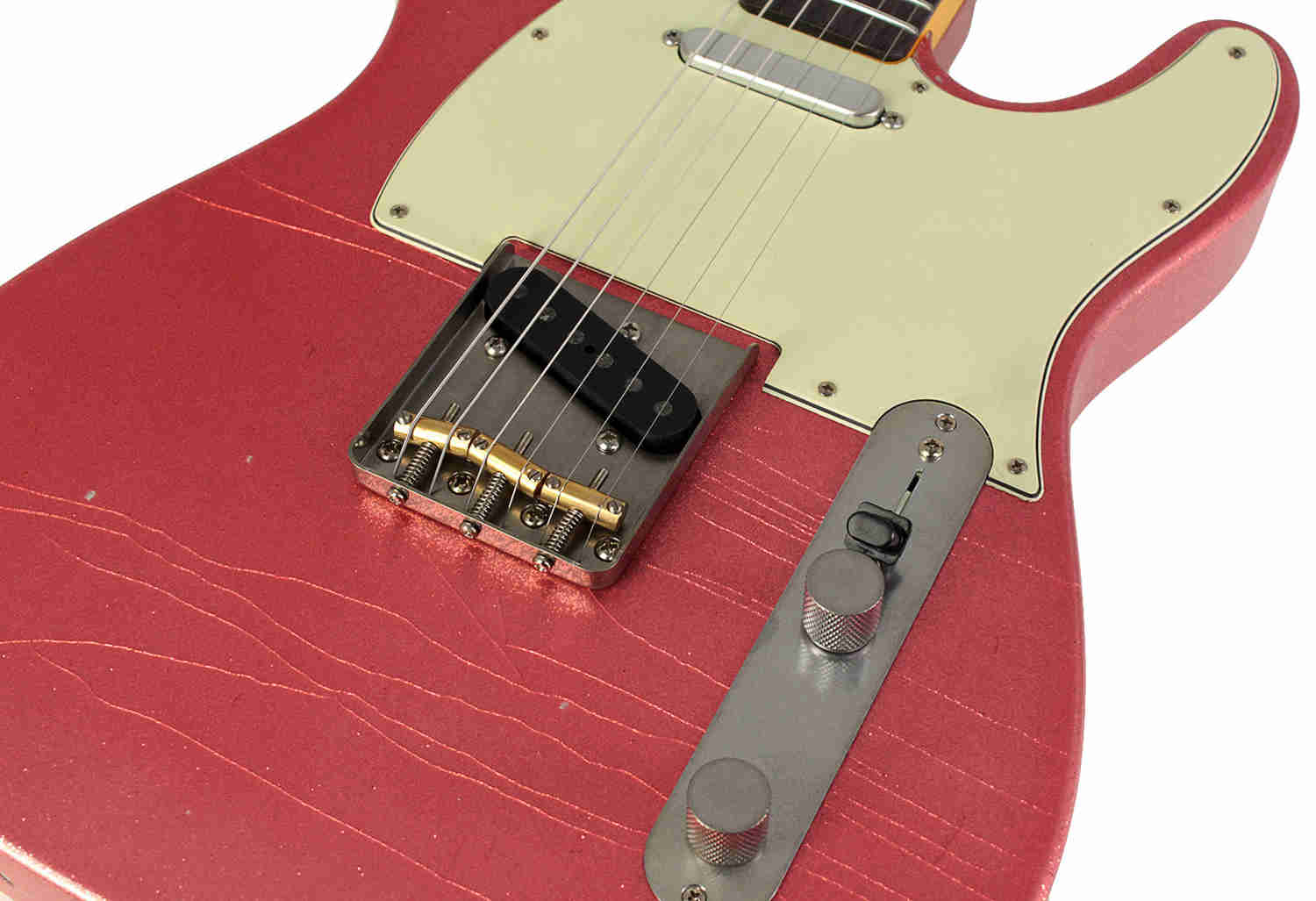 Nash T-63 Guitar, Pink Sparkle, Light Aging - Vintage Styled Tele Model