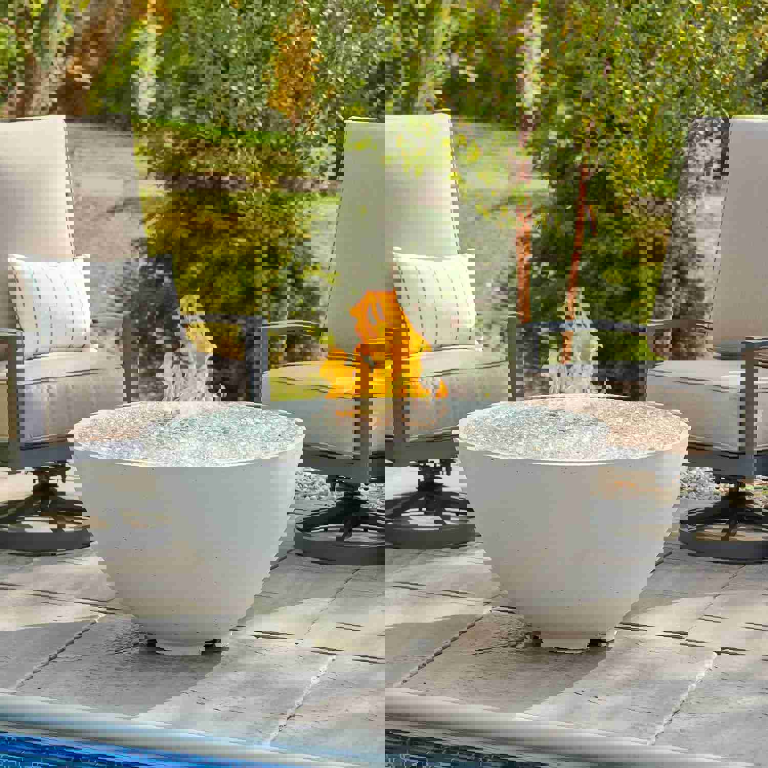 Cove Edge Round Gas Fire Pit Bowl 42 - White Supercast™ Finish