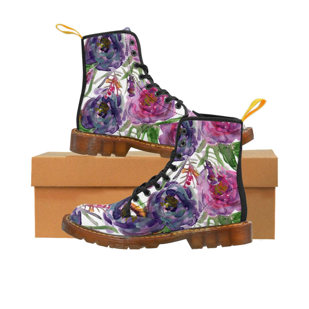 Rose Flower Print Women's Boots - Vintage Style Winter Boots for Ladies
