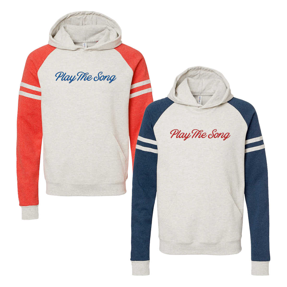 Play The Song Script Hoodie - Embroidered Color-Block Sweatshirt