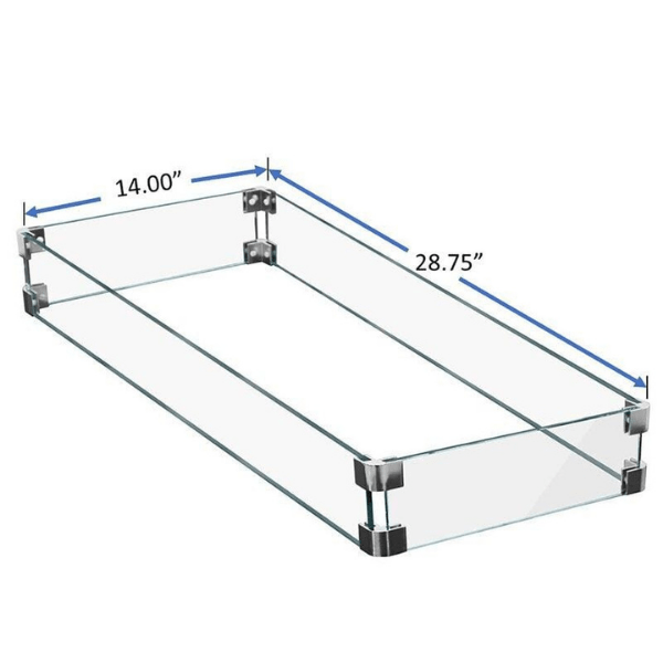 AZ Patio Heaters Rectangle Glass Fire Pit Wind Guard