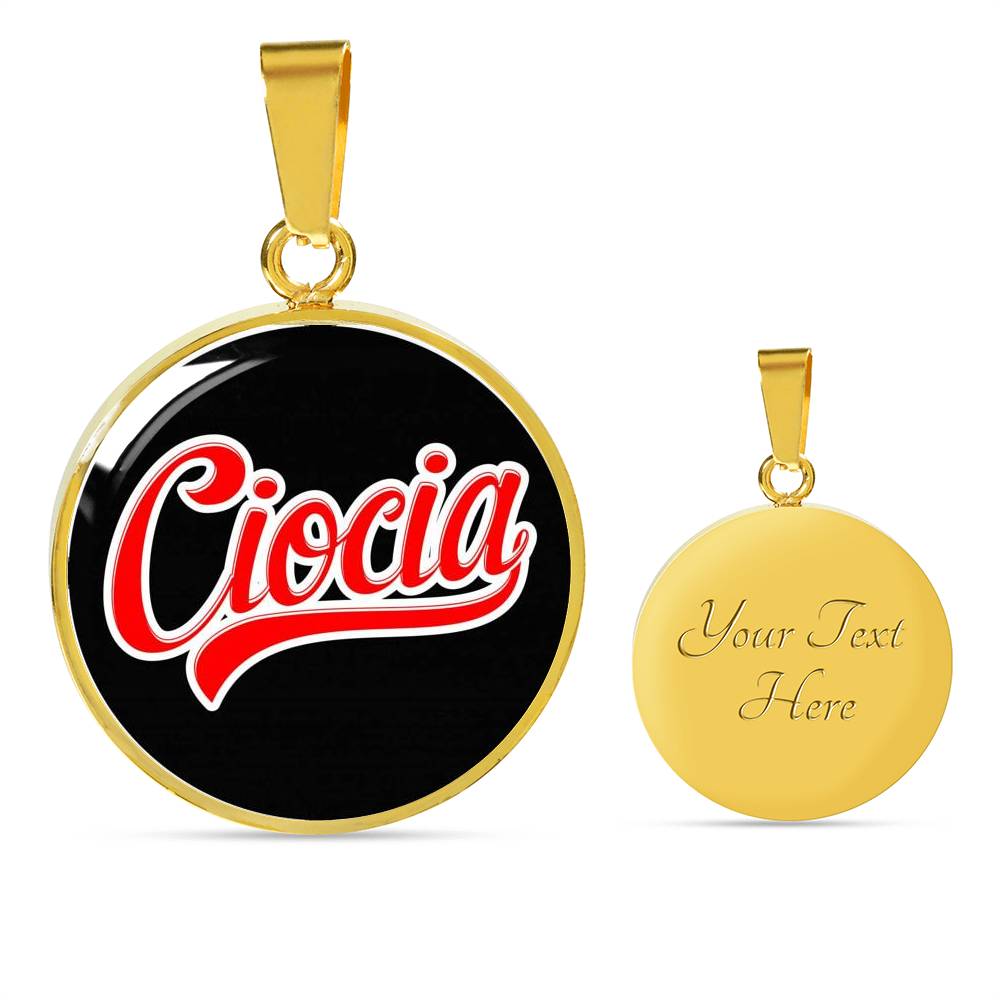 Ciocia Black Circle Pendant Necklace - Adjustable & Engravable