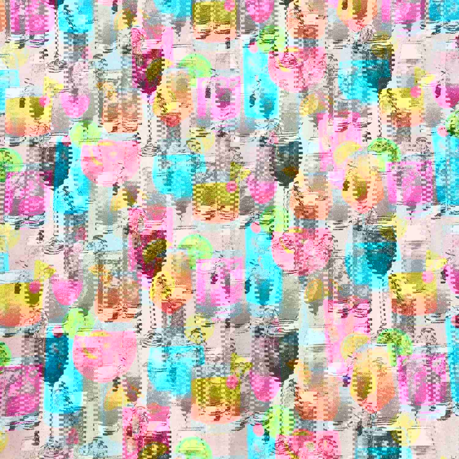 3 Wishes Mixology Mixed Drinks Glitter Multi Cotton Fabric