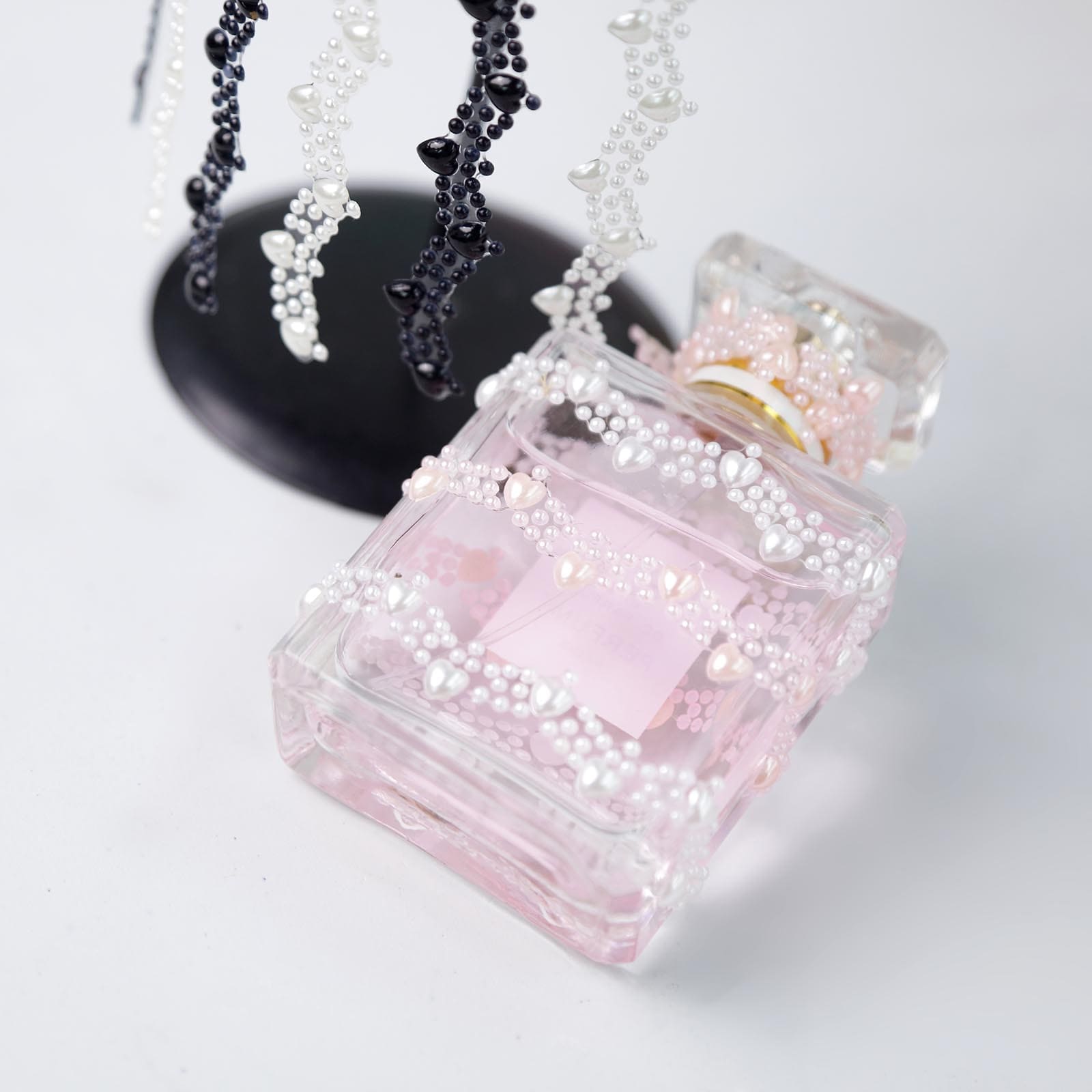 Blush Self Adhesive Craft Rhinestone Trim Strips with Heart Pearl Embellishment