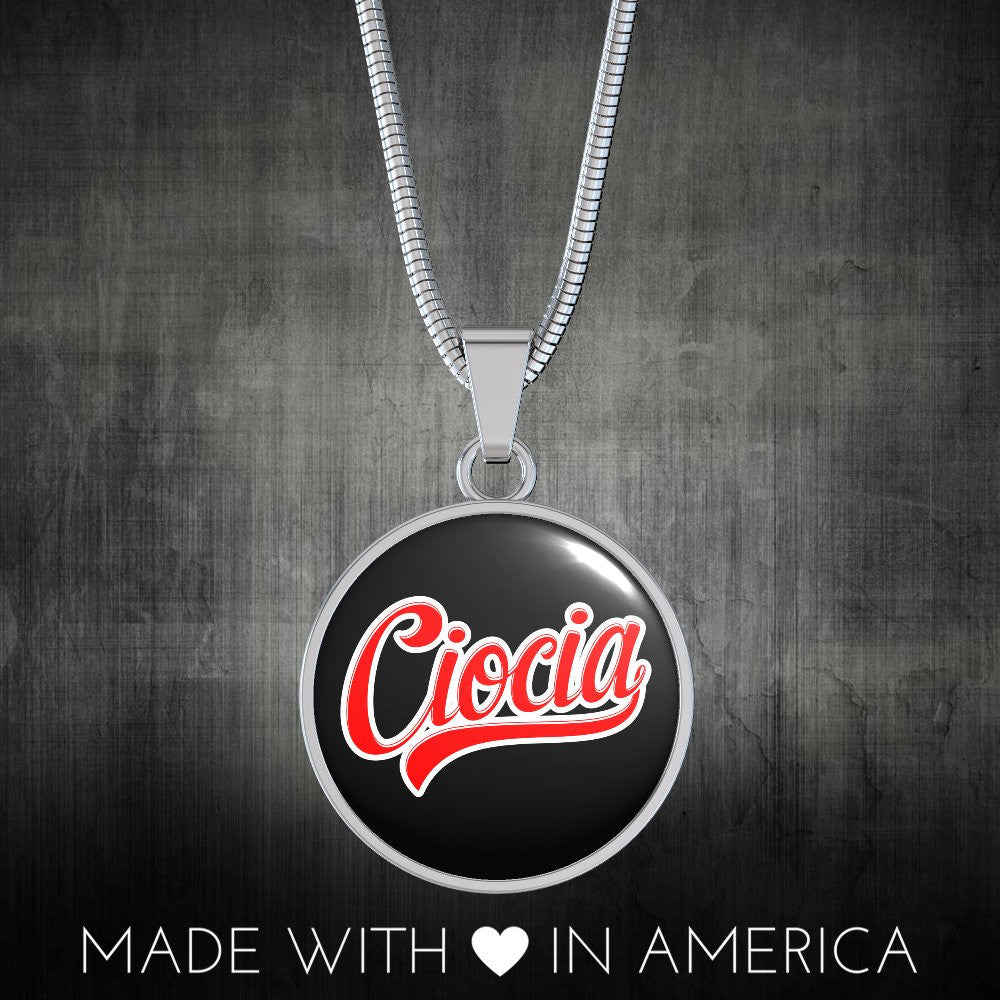 Ciocia Black Circle Pendant Necklace - Adjustable & Engravable