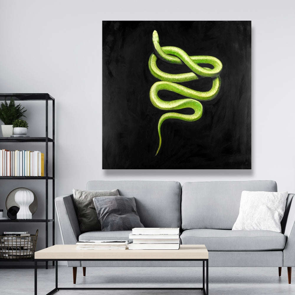 Green Snake Fine Art Gallery Wrapped Canvas 36x36